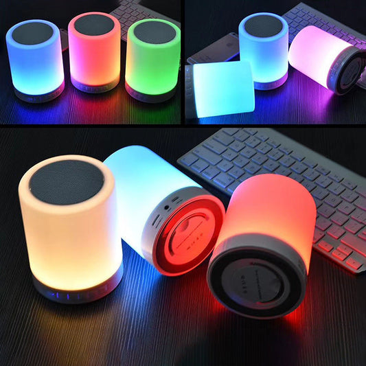 Portable Wireless Bluetooth Speaker Mini Player Touch Pat Light Colorful LED Night Light Bedside Table Lamp for Better Sleeps